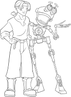 A coloring page of treasure planet
